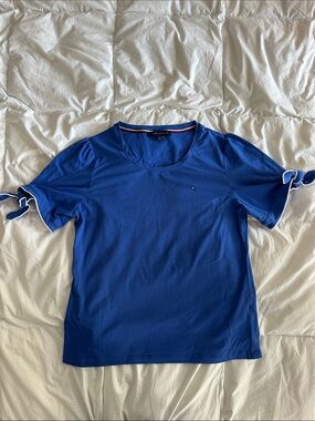 Tommy Hilfiger - Royal Blue Short Sleeve Tee with Tie Sleeves - L